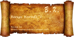Benyo Kornél névjegykártya